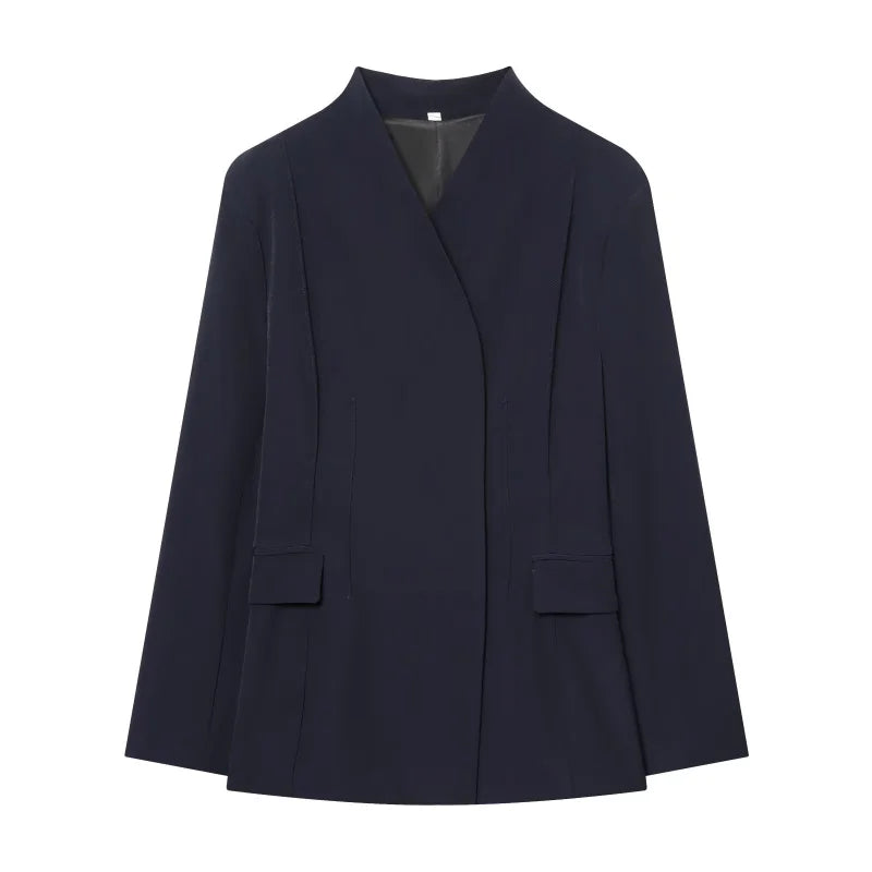 Women Slim Fit Suit Set High Collar Blazer and Casual Trousers Two Piece Outfit