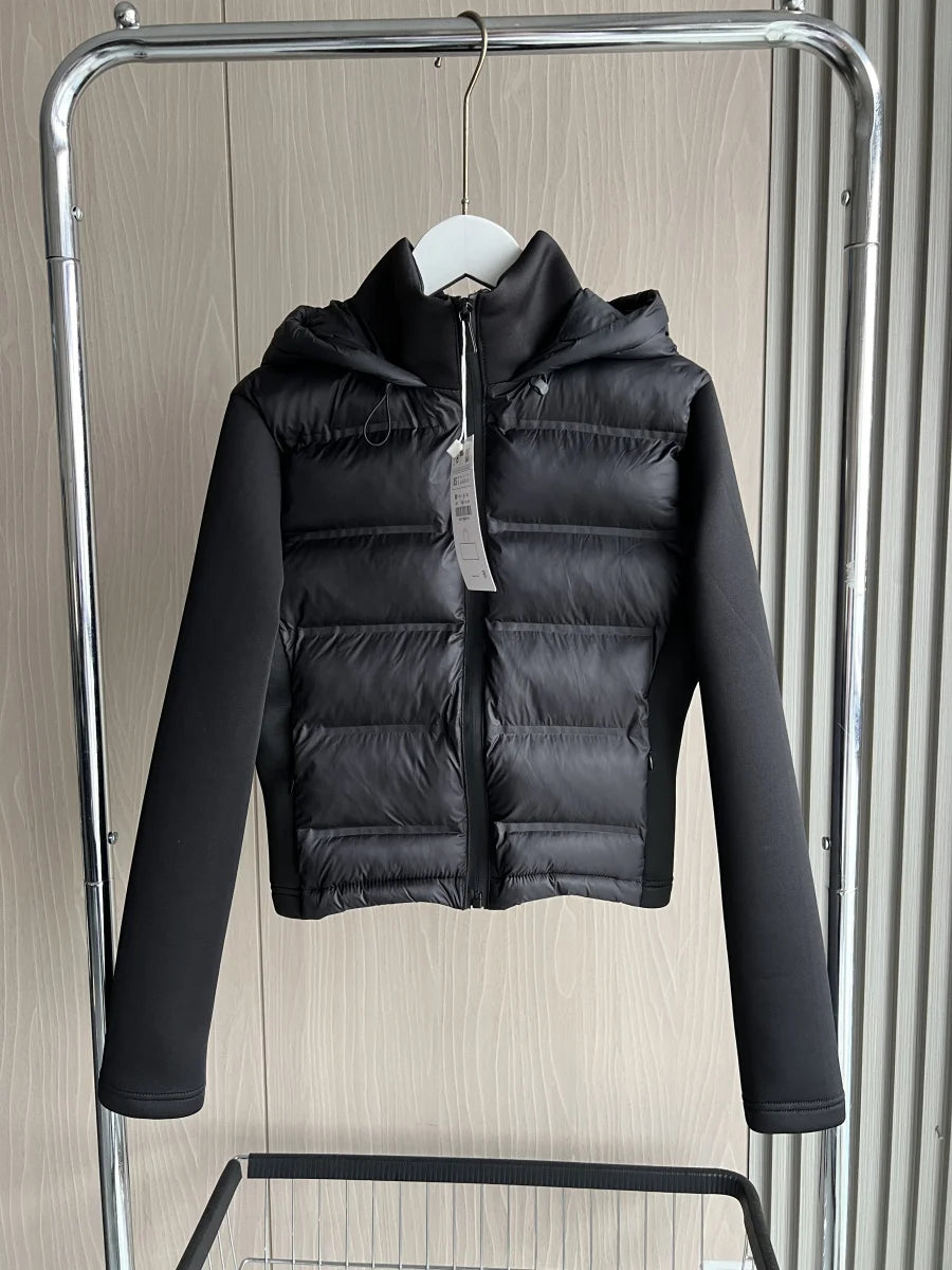 Women Lightweight Winter Down Jacket Hooded Long Sleeve Zip Up Warm Sports Coat