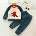 Kids Superhero Flannel Pajama Set Winter Warm Long Sleeve Sleepwear