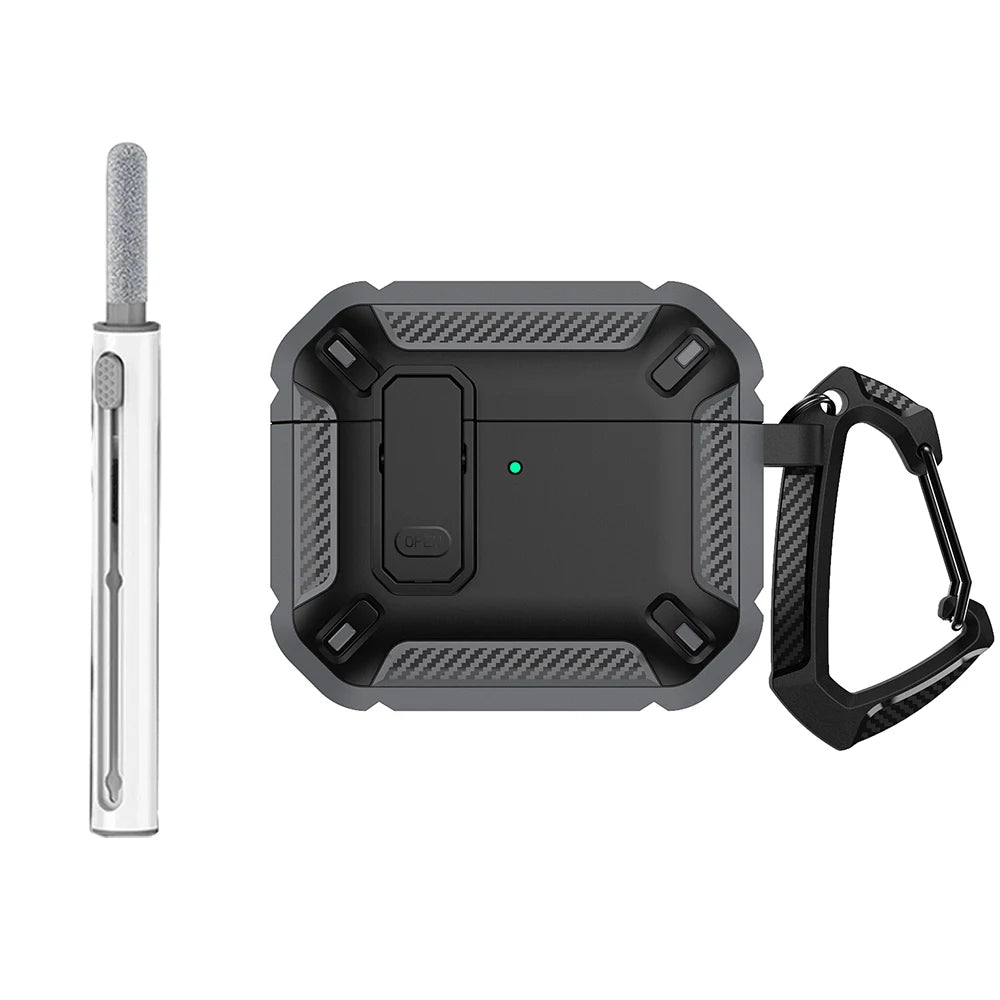 AirPods 4 Rugged Case with Lock Hook Shockproof TPU Protective Cover