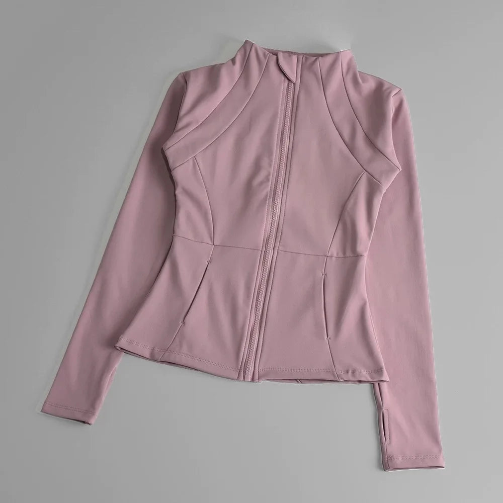 Women Long Sleeve Yoga Jacket Slim Fit Fitness Sports Top