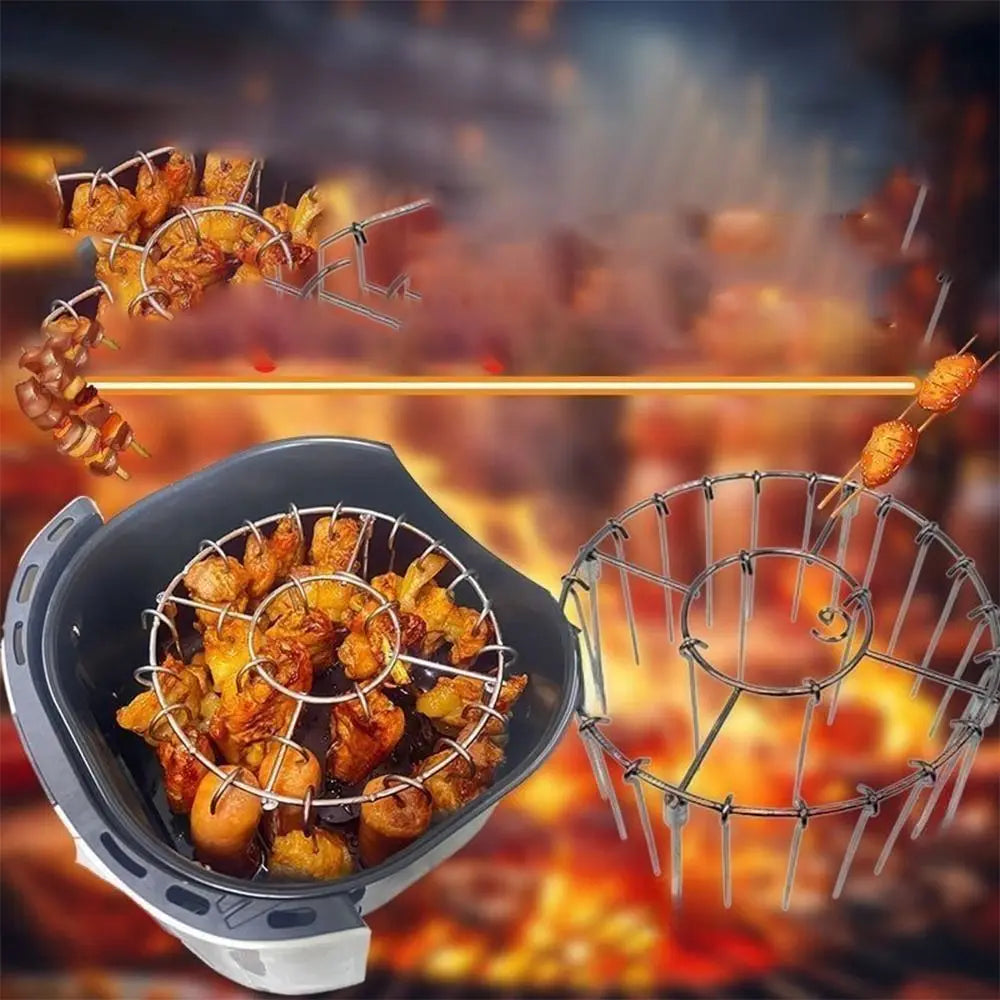 Stainless Steel Vertical BBQ Skewer Grill Rack Holder
