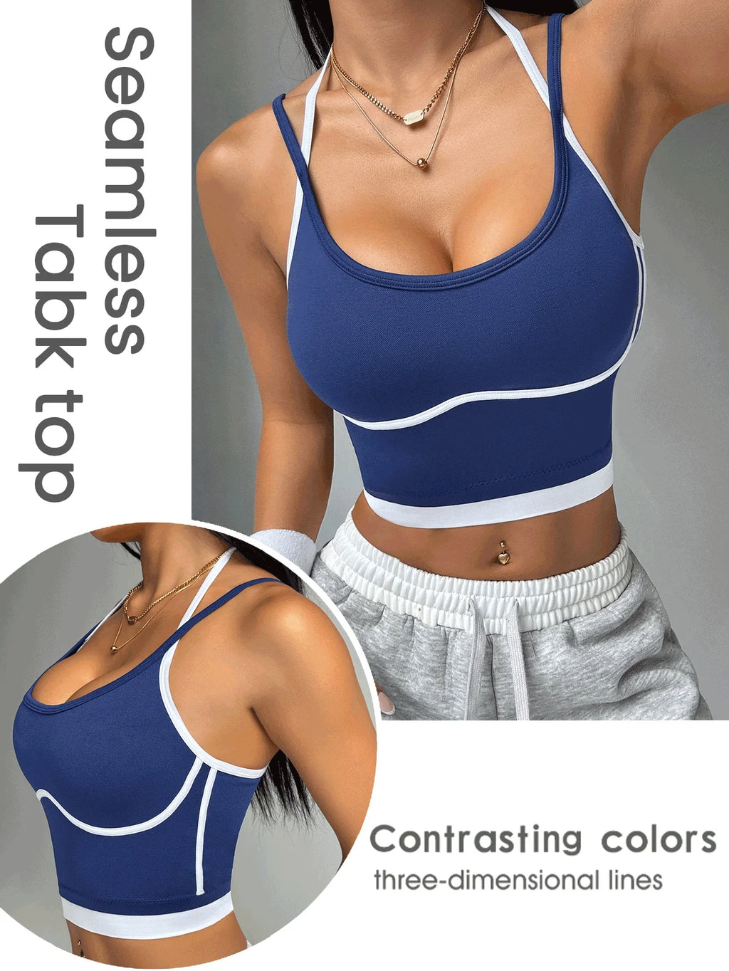 Color Block Sports Bra Women Fitness Crop Top Stylish Gym Workout Yoga Bra