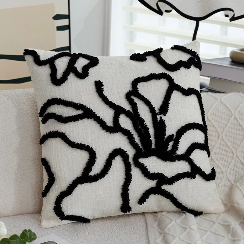 45x45 Boho Chenille Throw Pillow Cover Soft Geometric Cushion Case for Sofa Living Room