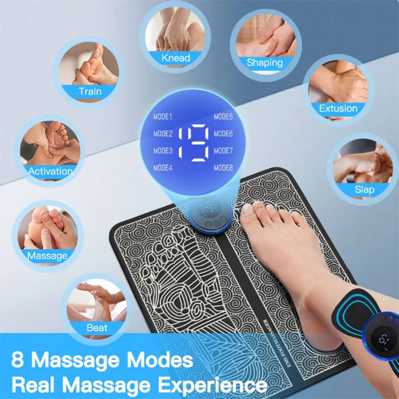 Electric Foot Massager Pad EMS Muscle Stimulator Foot Massage Mat Pain Relief Relaxation Portable Foot Therapy Device