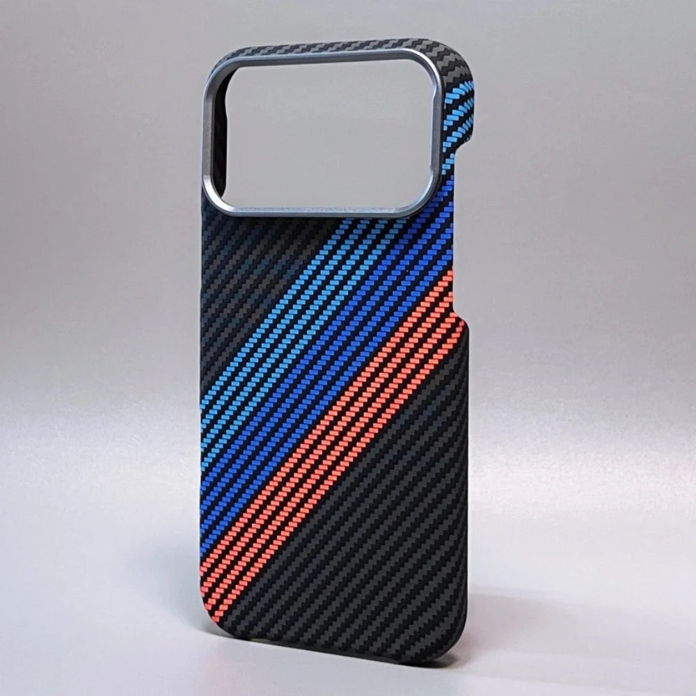 Kevlar Texture Magnetic Shockproof Metal Lens iPhone Case