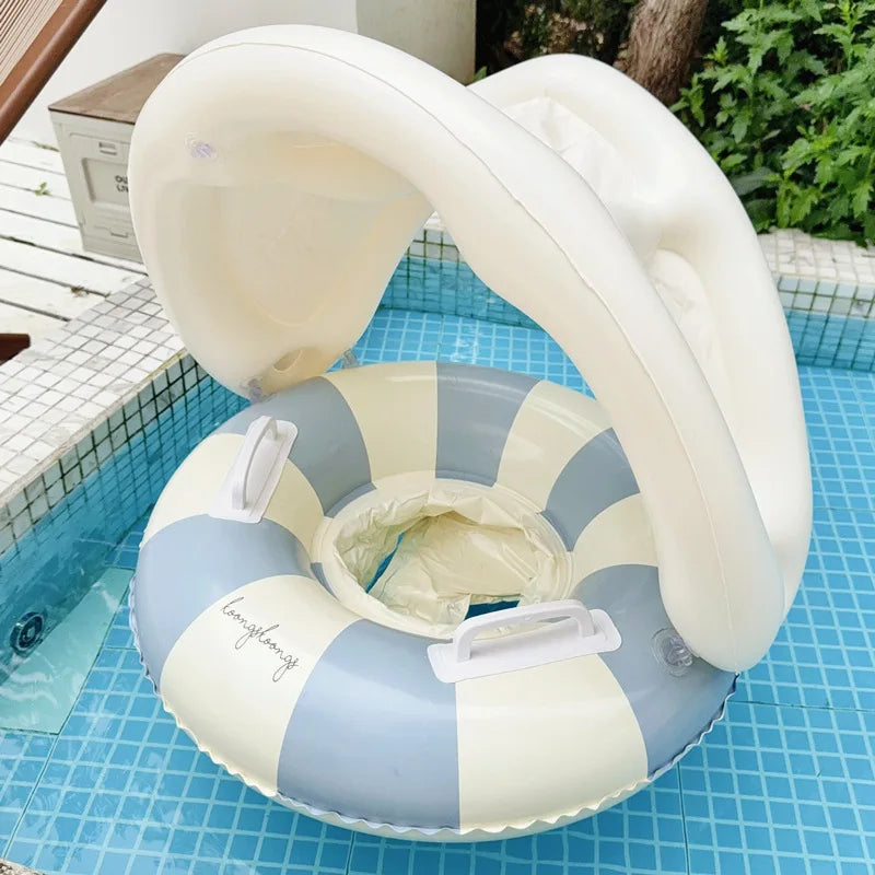 Baby Pool Float Ring with Sunshade Inflatable Swimming Float for 3–36 Months