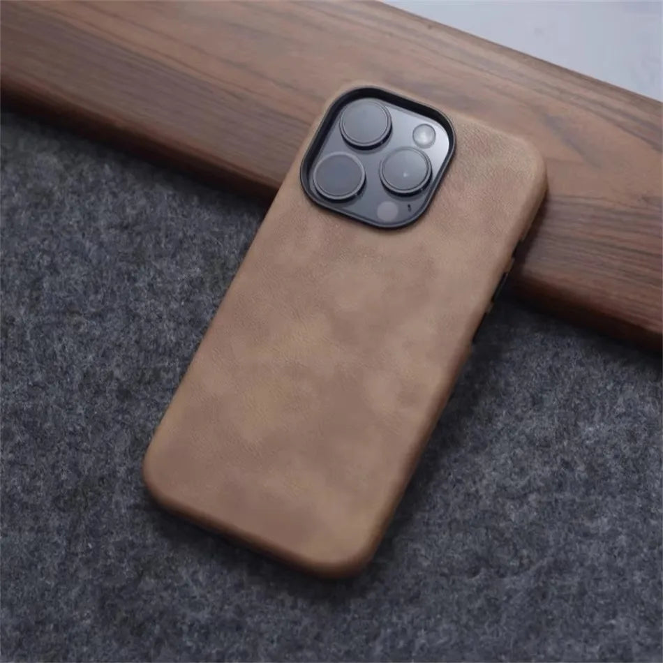 Retro Crazy Horse Leather MagSafe Magnetic Texture iPhone Case