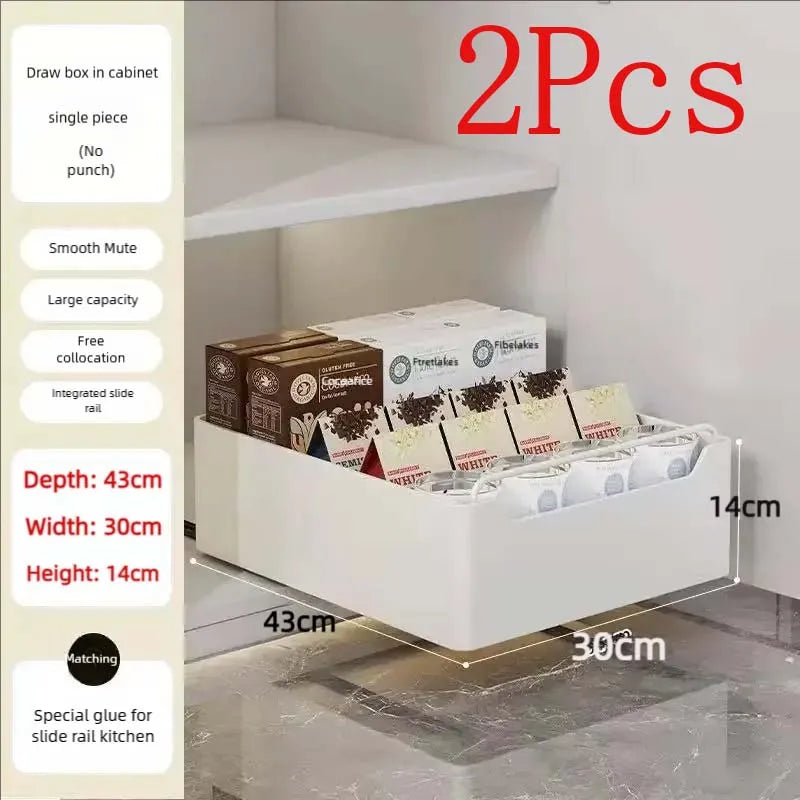 Pull Out Kitchen Storage Rack Sliding Drawer Spice Organizer Shelf Cabinet Tray