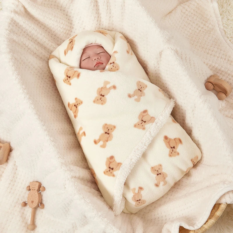Baby Winter Fleece Blanket Soft Warm Swaddle Quilt for Newborn Stroller Wrap