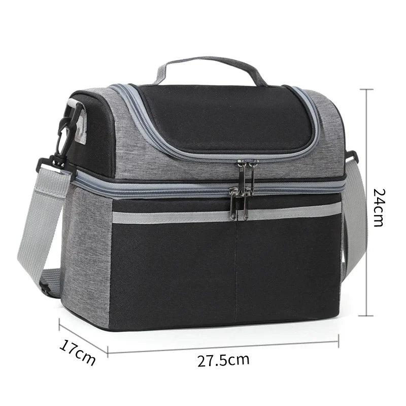 Corduroy Thermal Insulated Lunch Bag Multifunctional Storage Handbag Picnic Cooler Bag