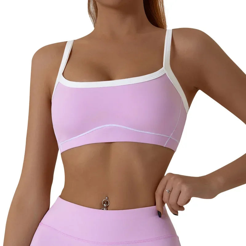 Women Sports Bra Shockproof Push Up Yoga Gym Bra Breathable Fitness Workout Top