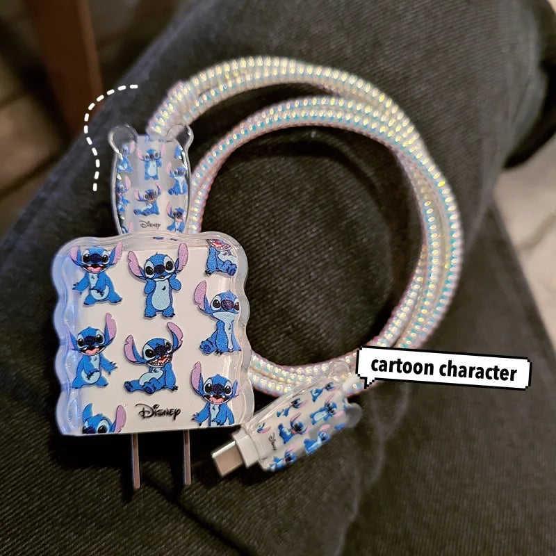 Cartoon Stitch Charger Cable Protector Case for iPhone Fast Charging Cable Winder