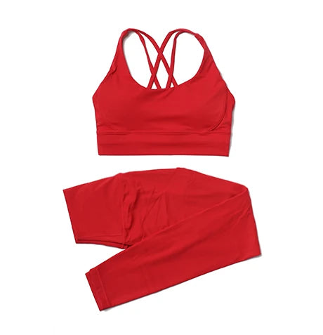 Women Seamless Gym Set Sports Bra & Leggings Fitness Yoga Workout Outfit