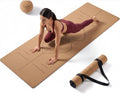 Cork Yoga Mat Non Slip Thick Cushion Alignment Lines Eco Friendly Fitness Mat