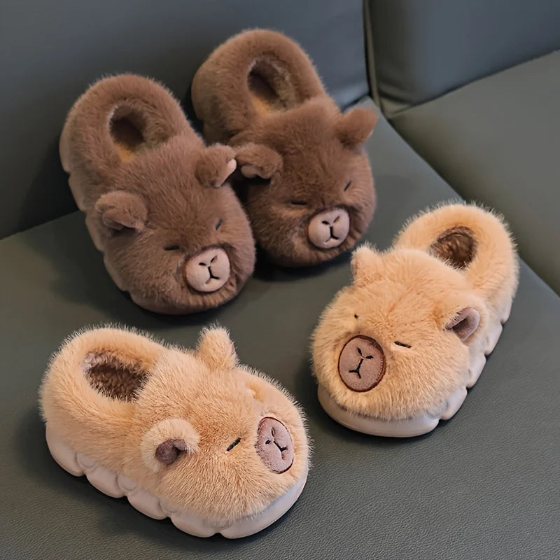 Kids Capybara Cotton Slippers Warm Non Slip Slip On Shoes for Boys & Girls