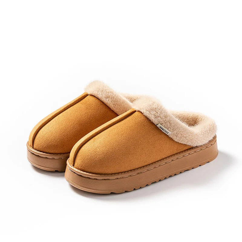 Fluffy Slippers Winter Warm Plush Indoor Shoes Non Slip EVA Thick Sole Home Slippers Women Men