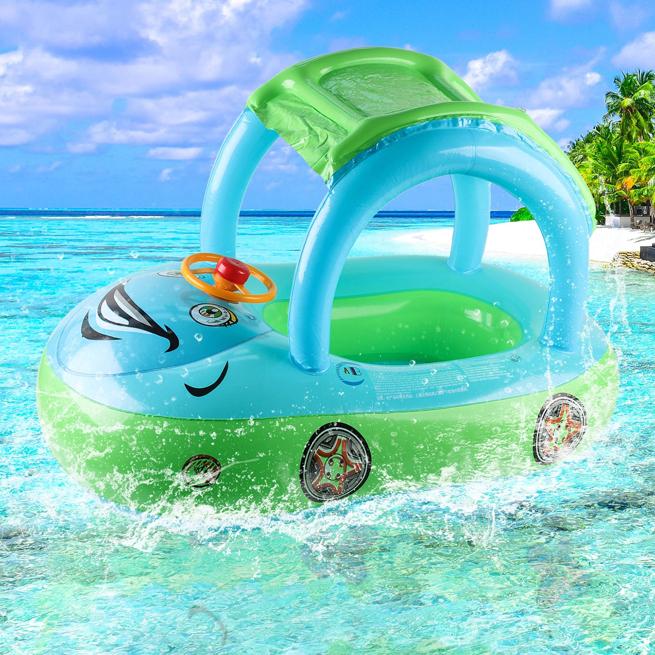 Kids Car Shape Swim Float Baby Swimming Ring Pool Float Toddler Beach Toy