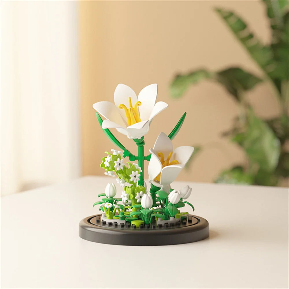 Eternal Flower Bouquet Building Blocks Bonsai Potted Plant DIY Model Toy Gift