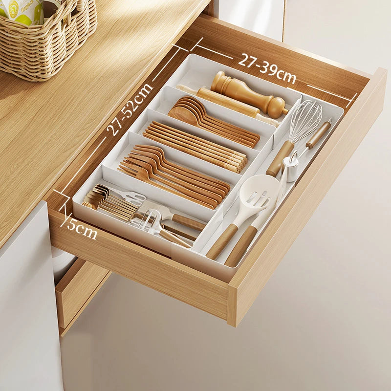 Kitchen Drawer Organizer Adjustable Cutlery Tray Spoon Fork Knife Holder
