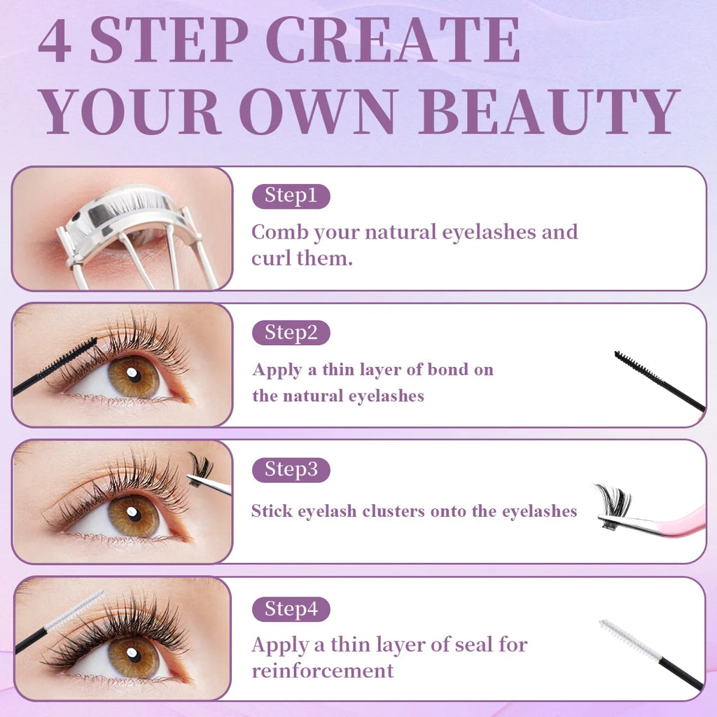 Eyelash Glue & Seal Kit – Strong Hold Lash Bond for Cluster Lashes, Long Lasting & Waterproof
