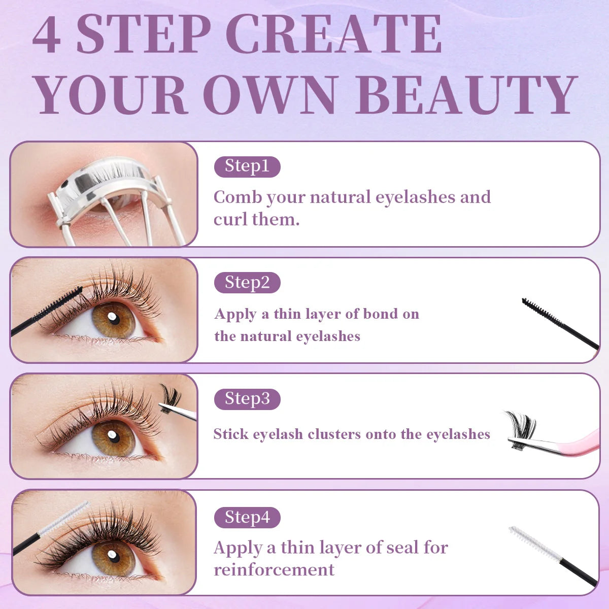Eyelash Glue & Seal Kit – Strong Hold Lash Bond for Cluster Lashes, Long Lasting & Waterproof