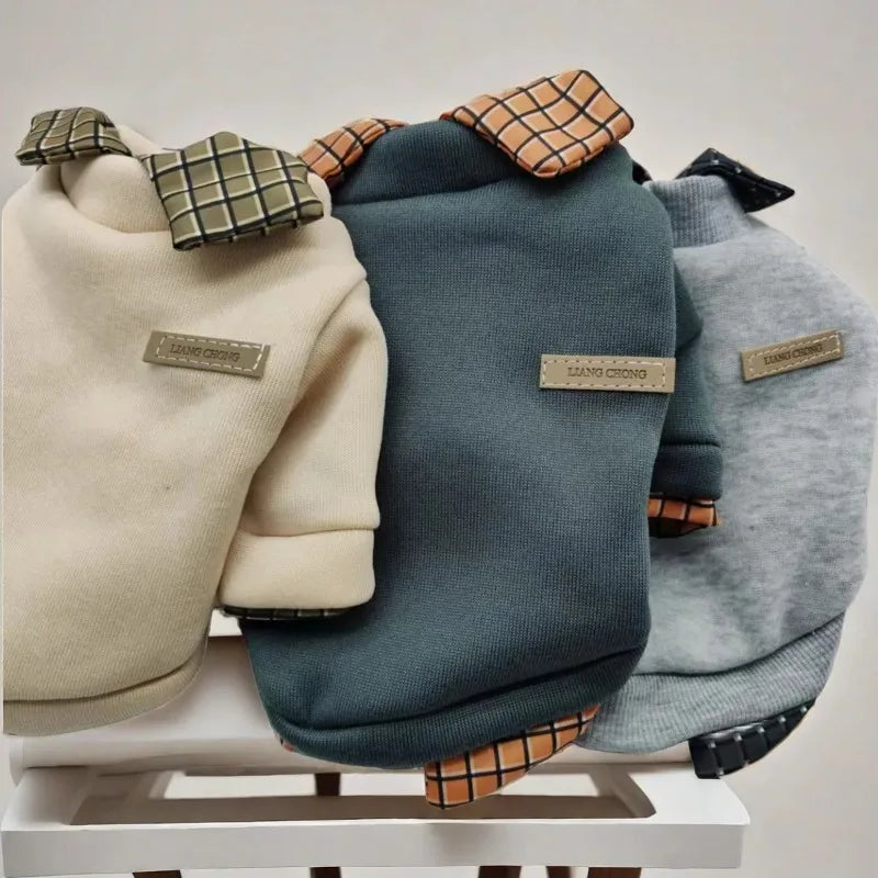 Dog Warm Hoodie Jacket Winter Pet Clothes Small Dog Coat Plaid Shirt