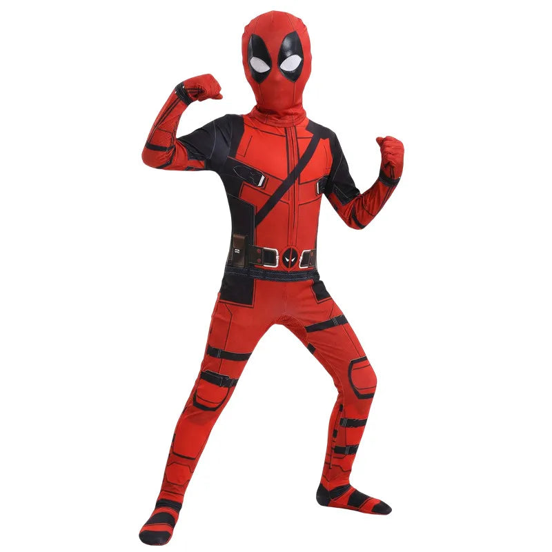 Kids Red Masked Superhero Cosplay Costume with Toy Sword and Bag