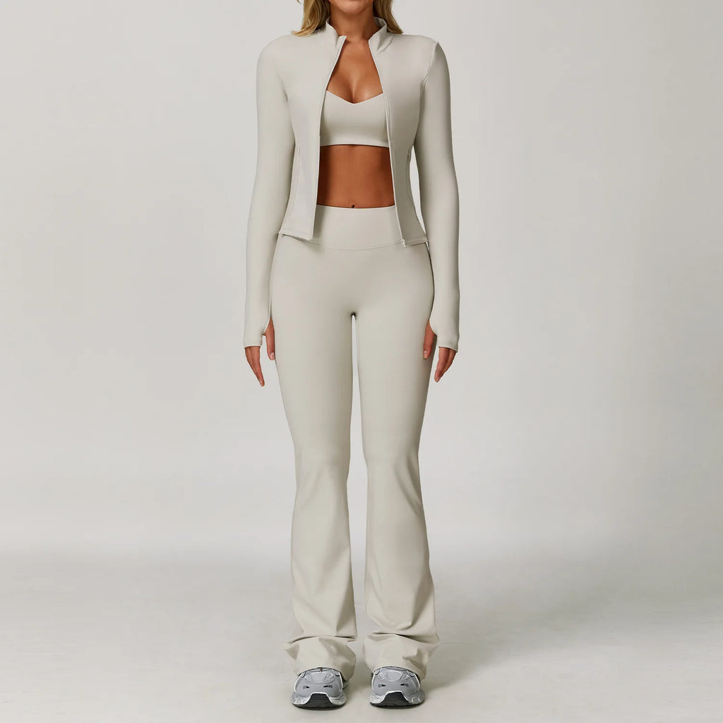 Women 2/3 Piece Yoga Set Gym Outfit Sports Bra Leggings Jacket Workout Fitness Set