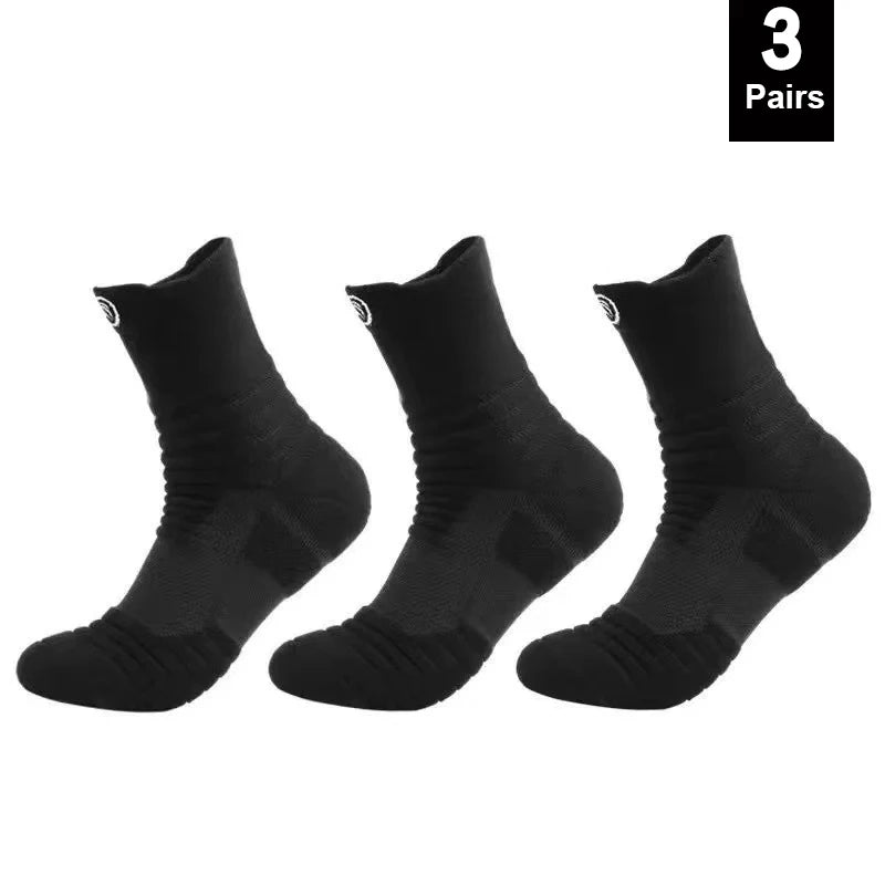 Men Compression Sports Socks High Elastic Breathable Basketball Cycling Running Tube Socks 1–3 Pairs