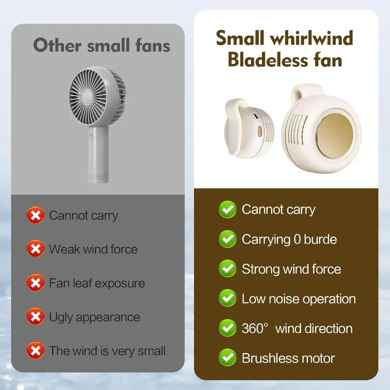 Portable Mini Bladeless Fan Clip On 3 Speed