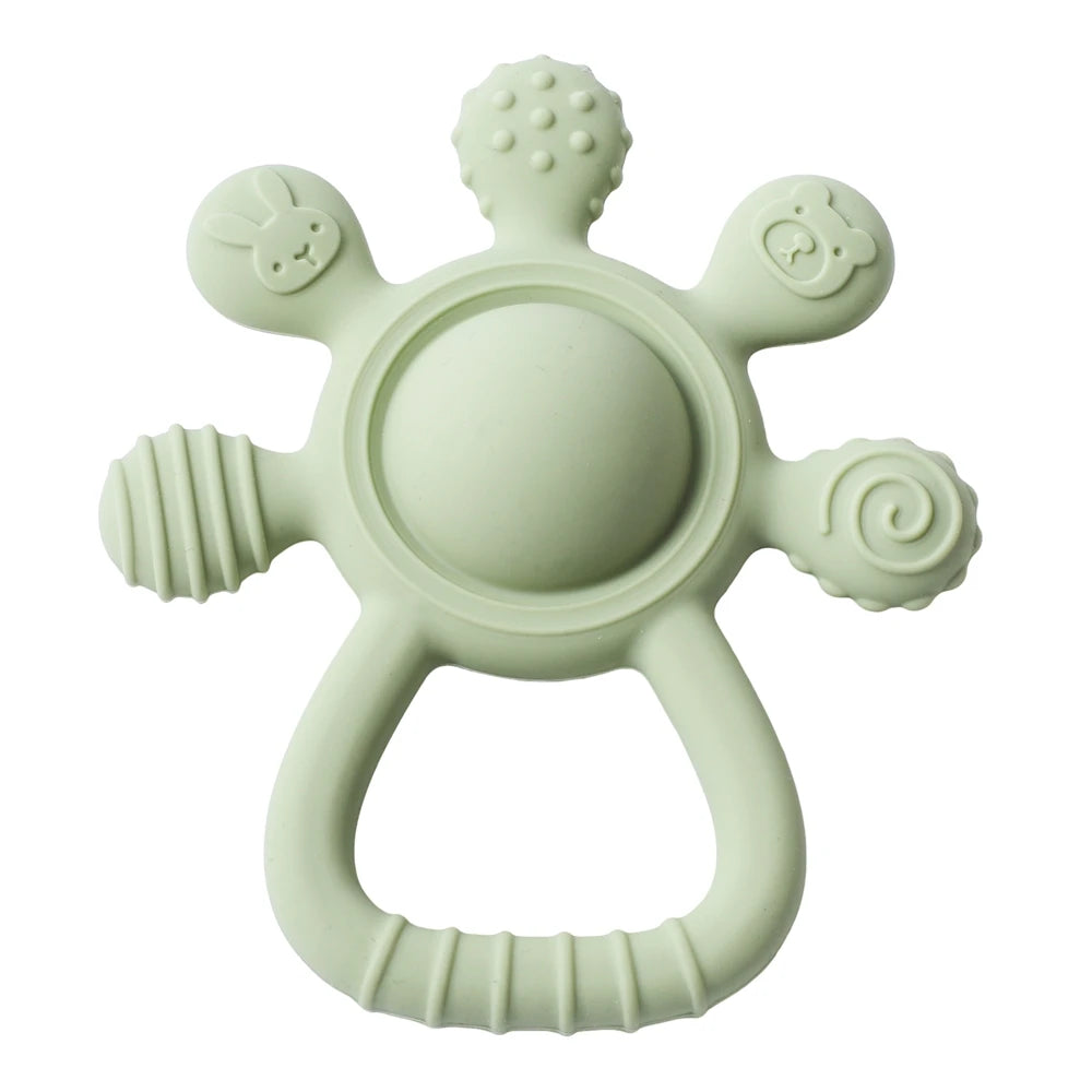 BPA Free Silicone Baby Teether Rattle Toy 0 12 Months