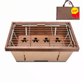 Portable Camping IGT Table with Grill & Gas Stove Folding Outdoor BBQ Table Lightweight Picnic Cooking Table Wooden Top