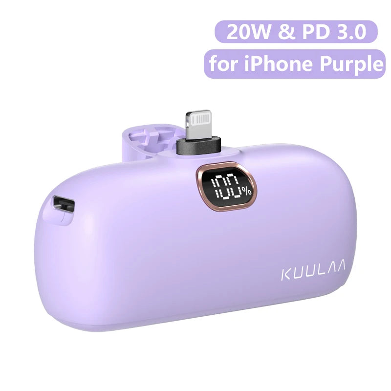 Mini Power Bank 5000mAh PD 3.0 Fast Charging Portable Charger USB-C External Battery for iPhone Samsung Android