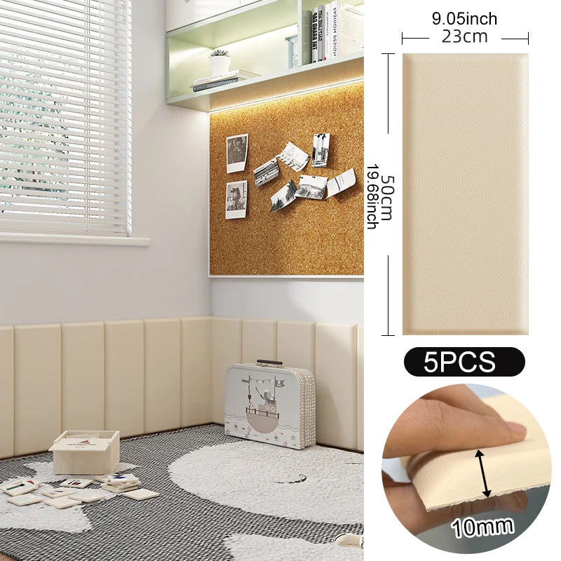 3D Wall Stickers Self Adhesive Anti Collision Foam Wall Pads Tatami Decor 5PCS