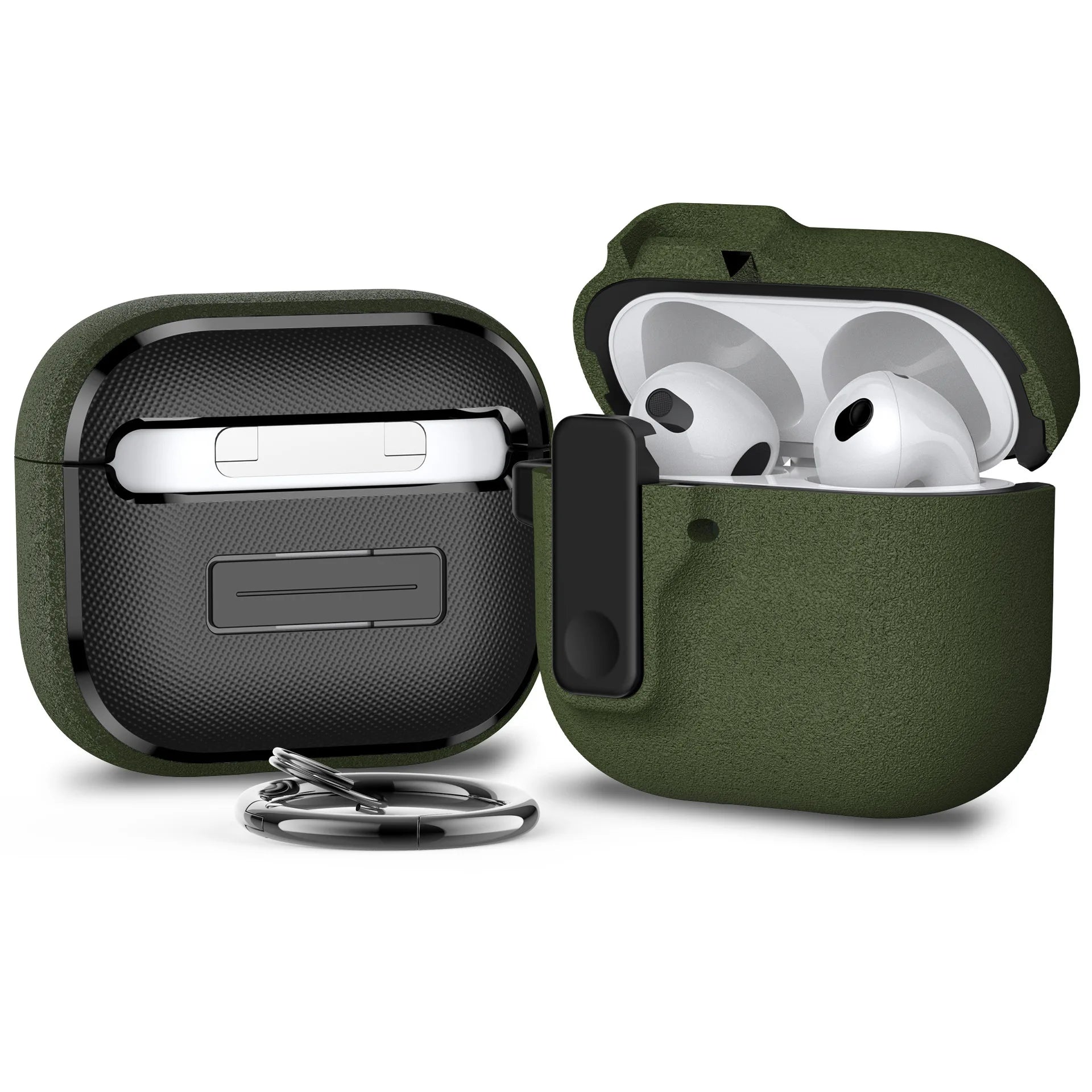 AirPods 4/3/Pro Case Shockproof Protective Cover with Lock Buckle & Keychain Silicone Sleeve
