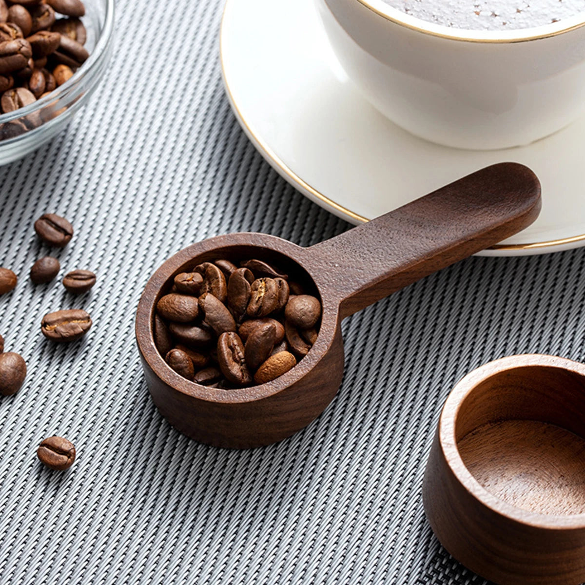 Walnut Wood Coffee Scoop Solid Wooden Measuring Spoon for Coffee Milk Powder