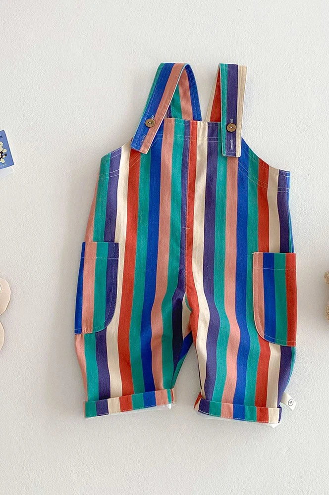 Kids Polka Dot Striped Overalls Fashion Jumpsuit for Boys & Girls