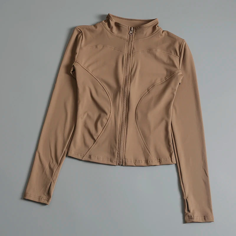 Women Zip Yoga Jacket Long Sleeve Fitness Gym Sports Top