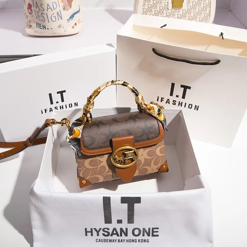 Women Minimalist Contrast Crossbody Box Bag