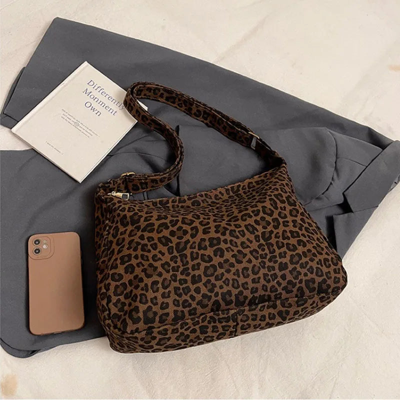 Women Leopard Shoulder Bag Large Capacity Crossbody Tote