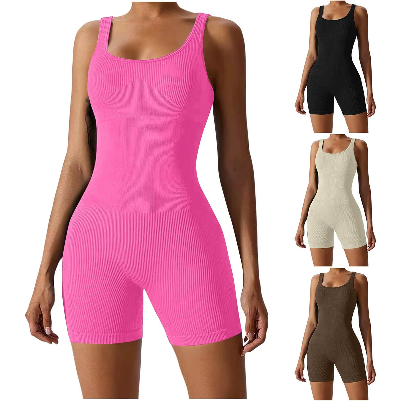 Women Seamless Gym Jumpsuit Short One Piece Fitness Romper Bodycon Workout Outfit
