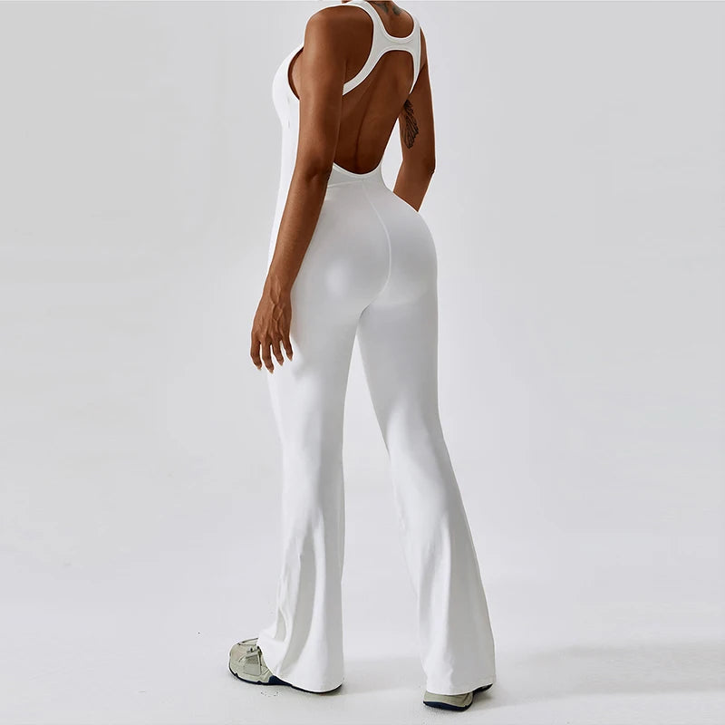 Women V Back Yoga Jumpsuit Sexy Gym Fitness Romper Bodysuit Sportswear