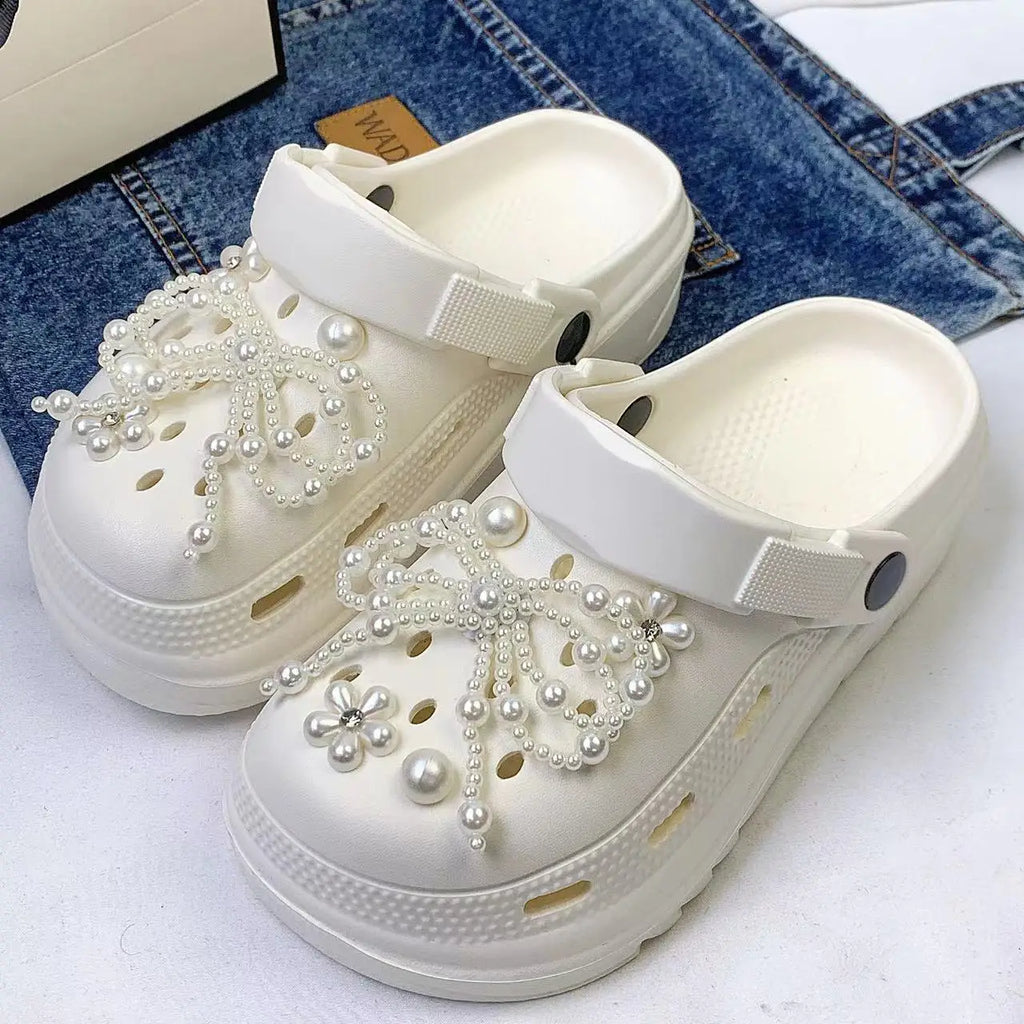 Shoe Accessories Set Bow Pearl Flower DIY Decorations 10-12Pcs Gift Ornaments