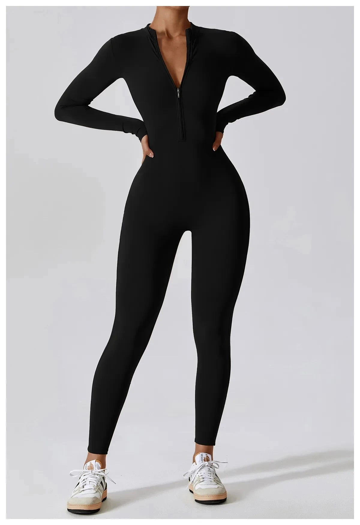 Women Zip Front Seamless Jumpsuit Short Sleeve Fitness Romper Bodycon Workout Outfit