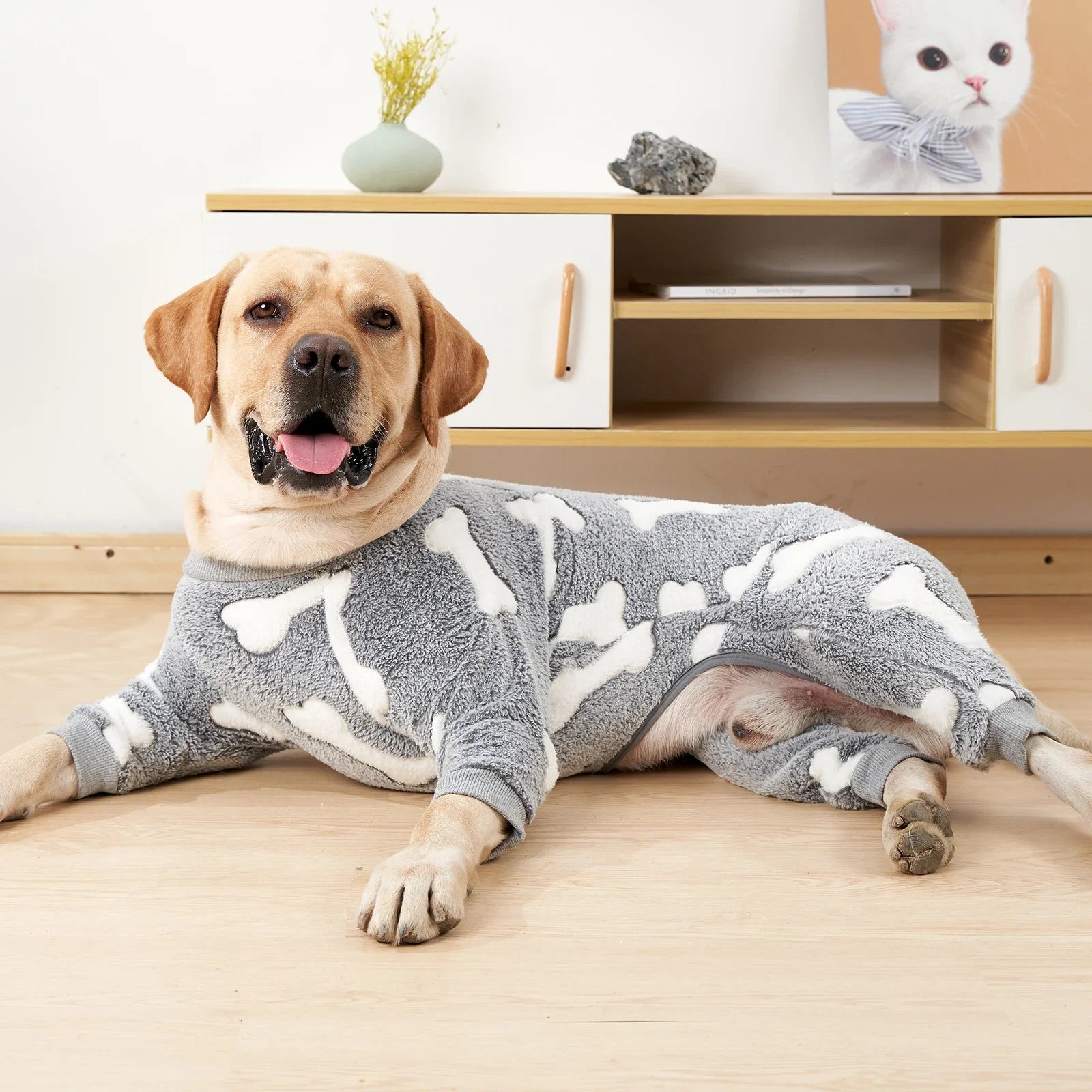 Dog Winter Pajamas Warm Four Leg Jumpsuit for Medium Large Dogs