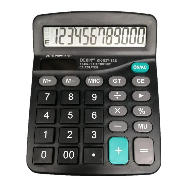 12 Digit Desktop Calculator – Large LCD Display Dual Power Solar & Battery