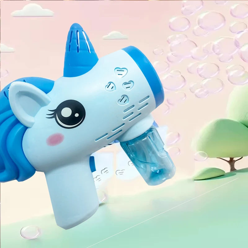 Unicorn Bubble Gun Automatic Bubble Blower Toy Electric Bubble Machine Kids Outdoor Party Soap Bubble Maker