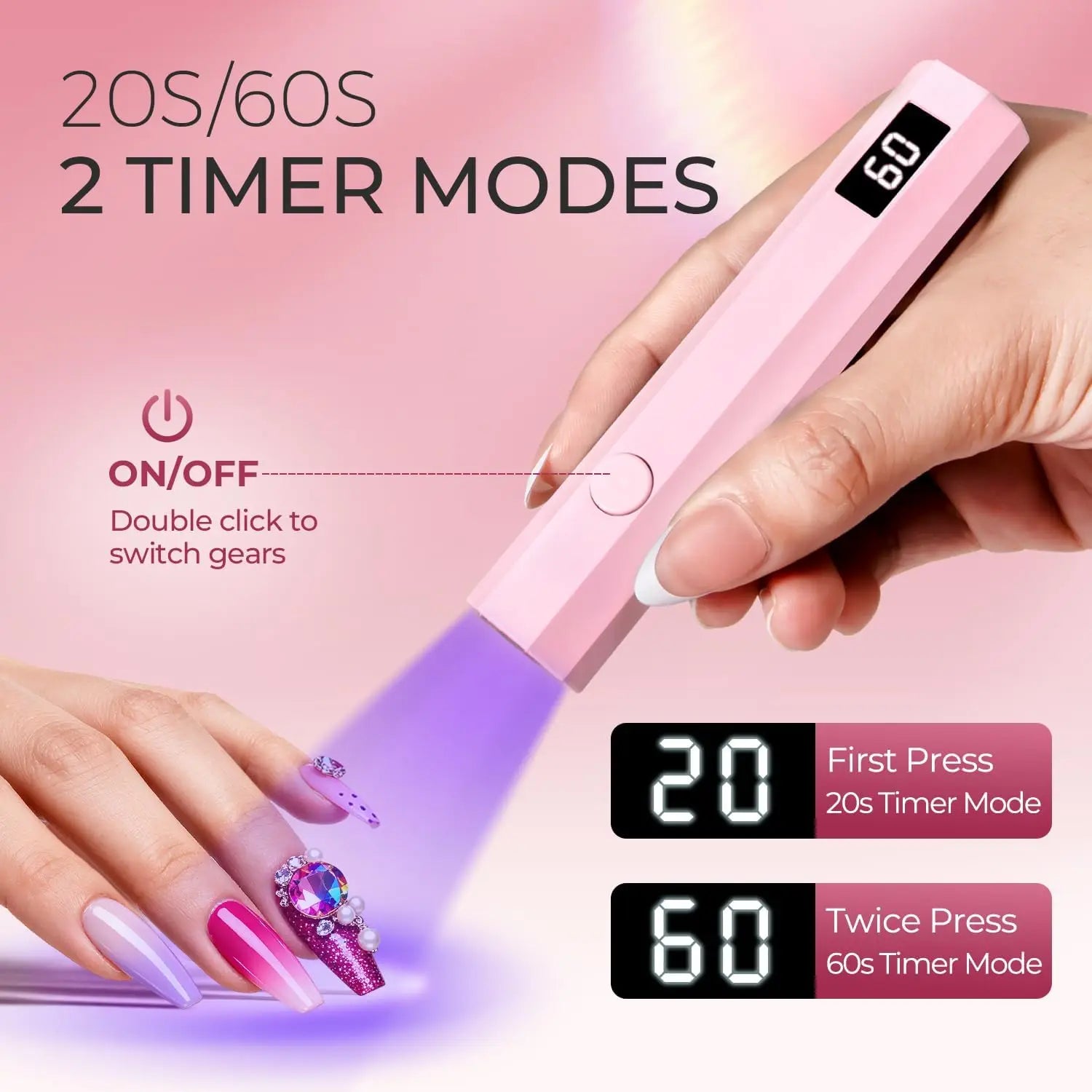 Cordless UV LED Nail Lamp – Portable Foldable USB Gel Nail Dryer for Manicure