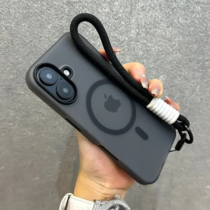 Magnetic Matte iPhone Case with Wrist Strap